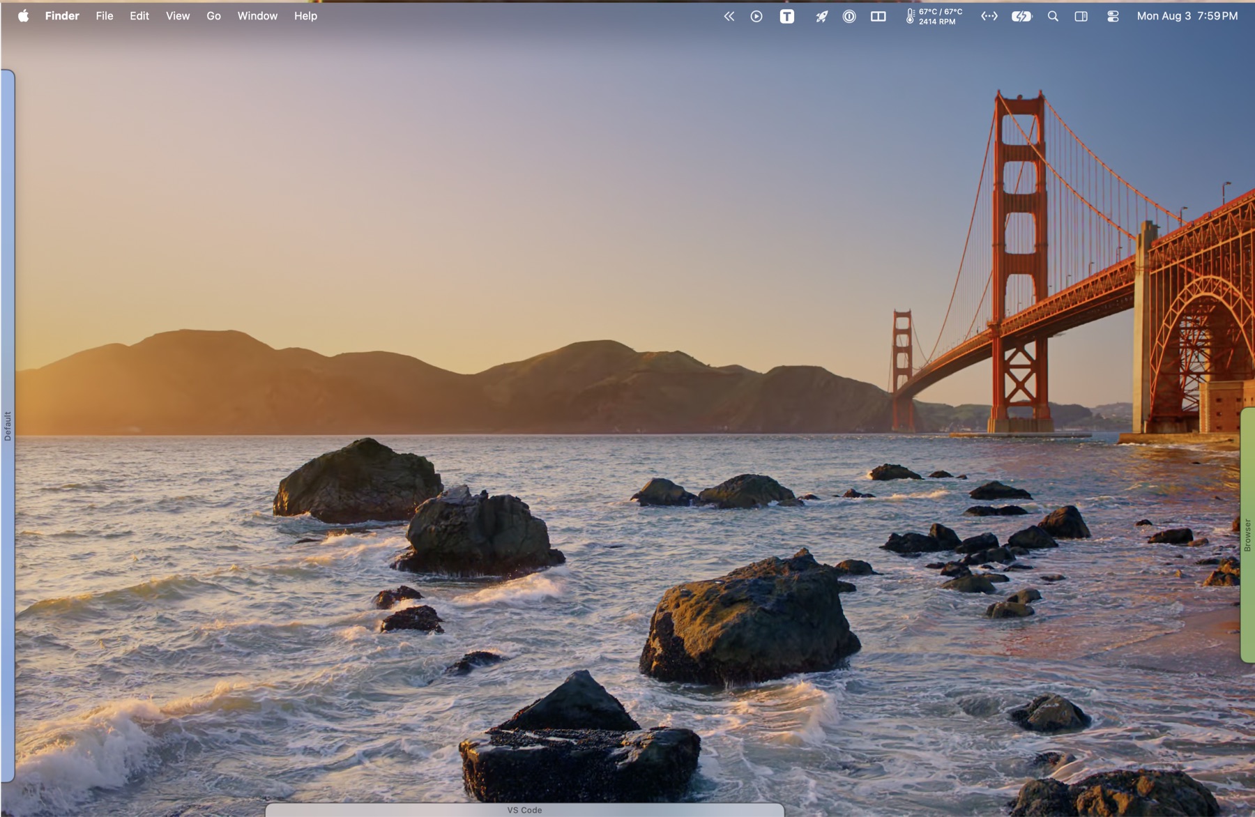 A Mac desktop with three Tabify strips hidden at the edges, only their names showing